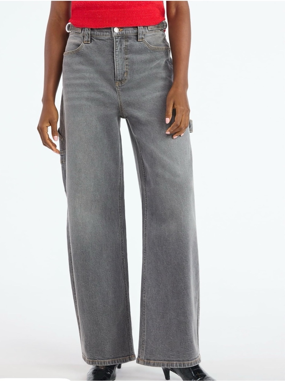 Scoop Women’s Washed Gray High Rise Barrel Carpenter Jeans